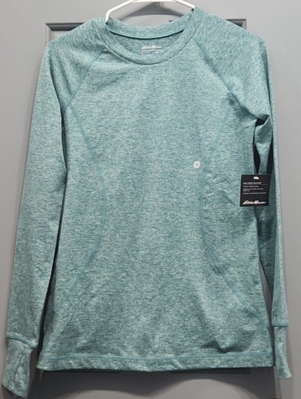 NWT Eddie Bauer Train Ascent Long Sleeve Crew Neck Top Dusty Jade Green small